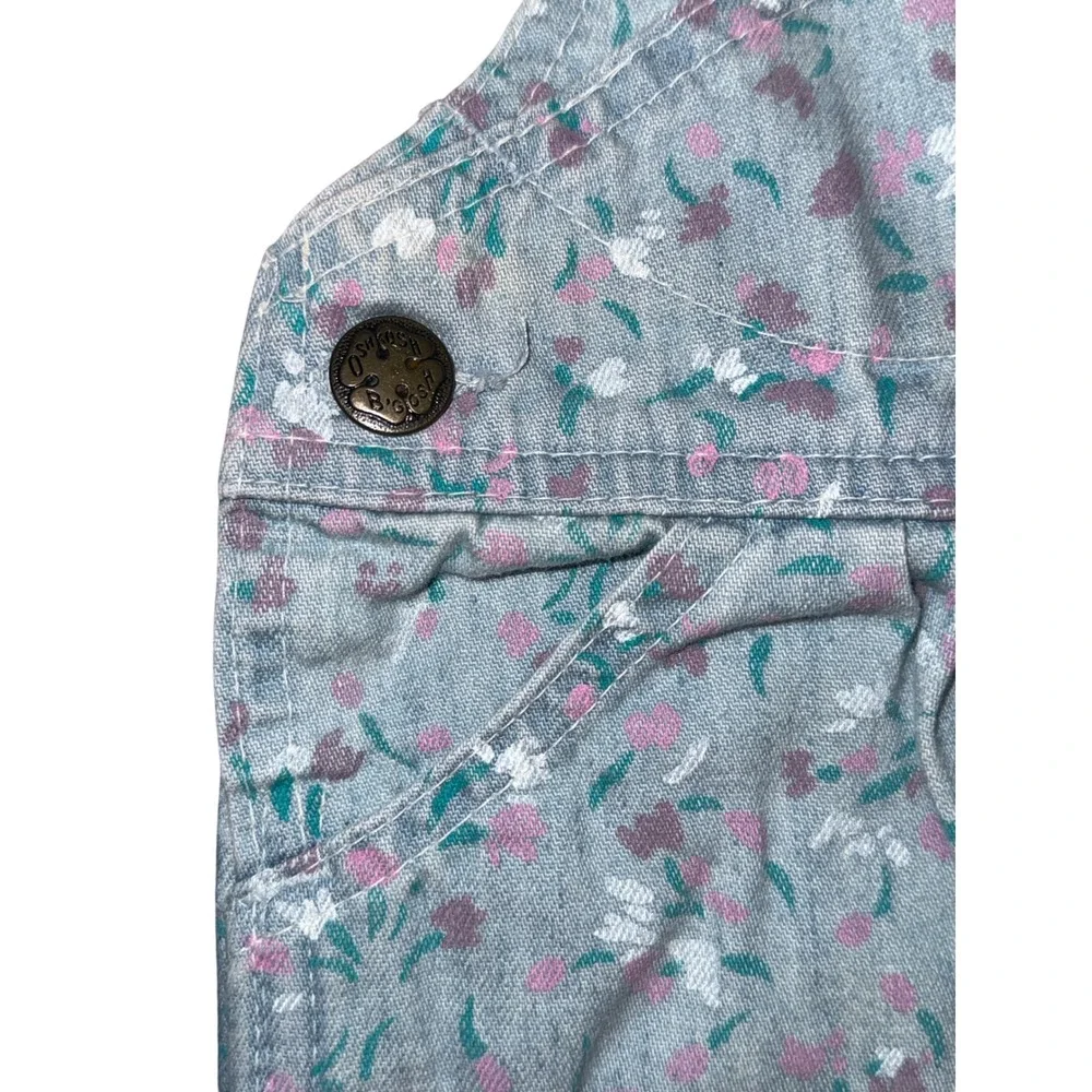 Vintage OshKosh Bgosh Floral Denim Vestbak Shortalls Overalls 12M